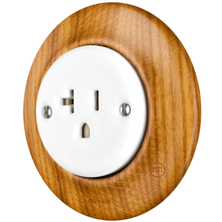 WOODEN PORCELAIN WALL SOCKET ROBUS USA 20A - DYKE & DEAN