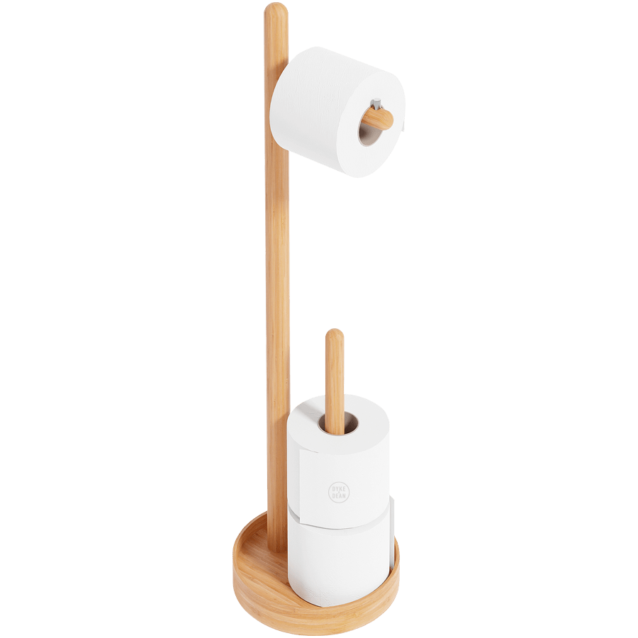 YOKU FREESTANDING ROUND TOILET ROLL HOLDER BAMBOO - DYKE & DEAN